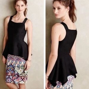 Anthropologie Deletta Origami Black Peplum Tank Top